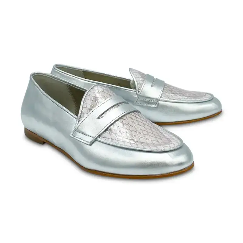 Geppettos Silver Lilac Detail Penny Loafer