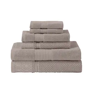 Modern Threads Astra Jacquard 6-Piece Cotton Towel Set, Fawn Hand Bath