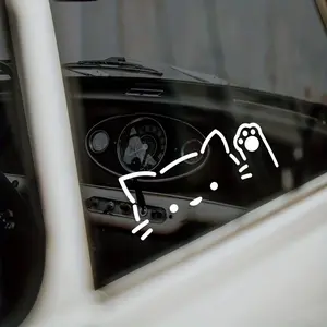 1PC Cute Peeking Cat Car Sticker, Decal Sticker | For Car Windows, Bodies, Hand-Drawn Cartoon Cat Paw Peeking Decor, Turn Your Ride into Soft Healing Vibe, Get Cuteness Hit Every Drive