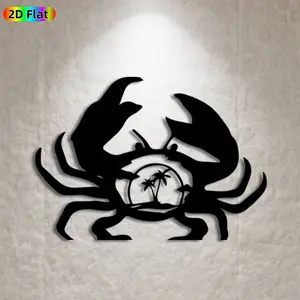 1pc Crab Metal Wall Art, Tropical Crab Statue Mural, Ideal Gift for New Year, Easter, Coastal Decor Enthusiasts, Weather-Resistant Metal Wall Decor Wall Sculptures, Perfect for Patio Wall & Garden Fence, Charming Outdoor Decor
