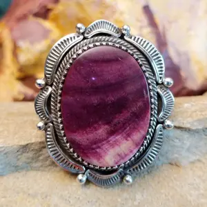 Large Framed Purple Spiny Oyster Shell Ring by Murphy Platero GJ-RNG-0213 Size 8.5