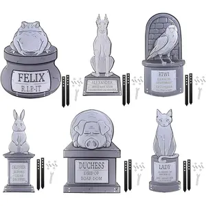 SCS Direct 3D Metal Tombstone -(6 Designs) (Large 17" w Stakes) -Durable, Weather Rust Proof, UV Printed- Lawn Decor- No Flimsy Graveyard Headstones