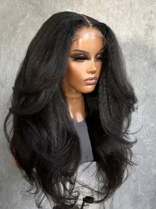 Fashion Yaki Ultra Soft 26 Inch 180 Density Lace Front Wig, Loose Wave Wig, Pre-Beled Wave Curl Hair, Daily Use, All Seasons