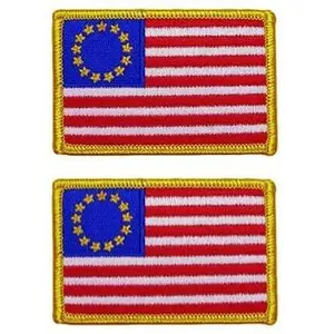 Betsy R. USA American Flag Patch [Iron on Sew on - 3.0 X 2.0 BS-5]