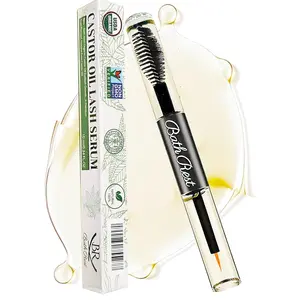 Organic Castor Oil Lash Serum, 100% Pure Cold Pressed Castor Oil for Eyelash Growth Serum, USDA Certified Hexane Free, Natural Thicker Fuller Lashes and Eye Brow, with Mascara Tube 0.34OZ(10ml)