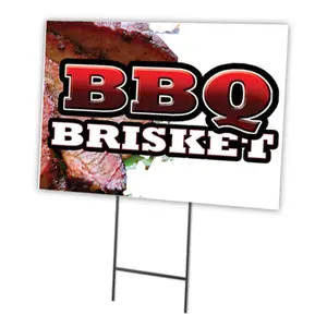 SignMission  18 x 24 in. BBQ Brisket Yard Sign & Stake Outdoor Plastic Coroplast Window