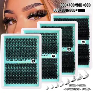 Individual False Eyelashes Kit, 1 Set Natural Look Eyelash Extensions, Self Grafting Curl Eyelashes, Eye Makeup Enhancement False Eyelashes for Women & Girls, Cosmetic