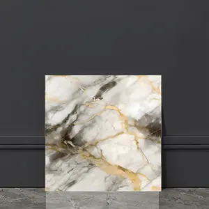 20pcs Marble Peel and Stick Backsplash Waterproof Washroom Wall Panels, Peel and Stick Tile, PVC Wall Panels for Kitchen,Bathroom,Living Room,Blue and Gold(Not Real Tile,11.8" x 11.8")