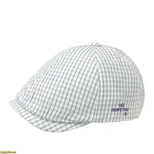 2026 Hot New Spring Arrivals: Women's Pink Plaid Beret — Reversible Newsboy Cap, Suitable for Larger Head Sizes, Versatile Flat-Top Hat