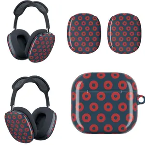 Phish The Sphere Inspired Donut Pattern Case for AirPods Max & AirPods Pro 2 - Jon Fishman Red Circle Navy Blue Headphone Cover - Phandom Aesthetic Music Fan Gift - Protective Shockproof Earcup Skin