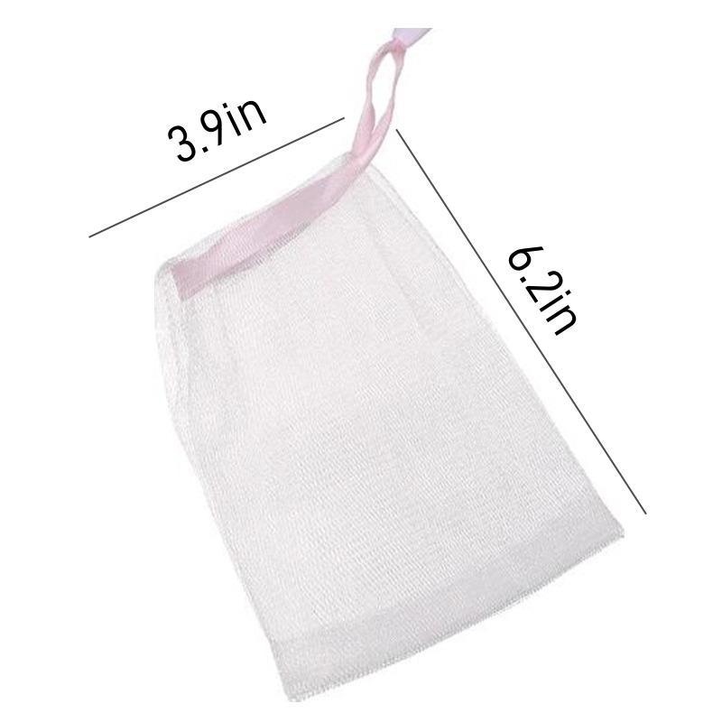 10 PCS Exfoliating Mesh Soap Saver Pouch Bag Sack, Face Cleansing Foaming Nets, White Pouch with Drawstring (Color Random)
