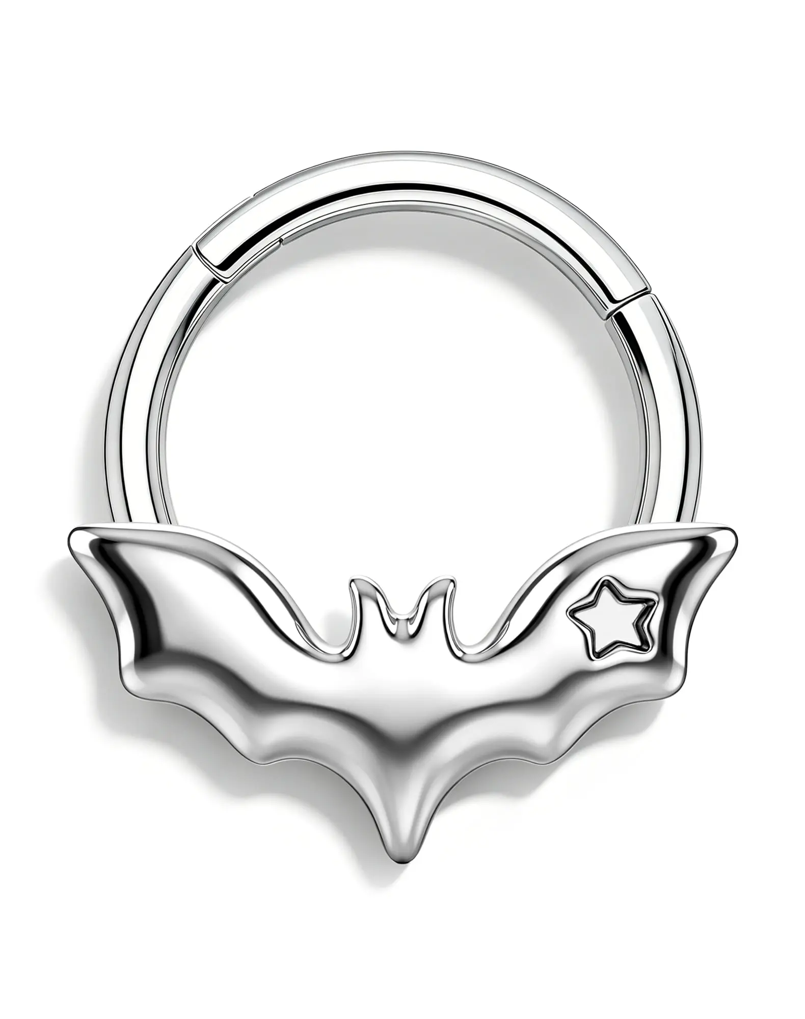 Oufer Chunky Bat with a Star 16G Hinged Segment Stainless Steel Septum Ring