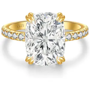 1pc 3CT Elongated Cushion Cut Engagement Ring S925 Silver GRA Lab Moissanite D-VVS1 14K/White Gold Plated Gift Her queen