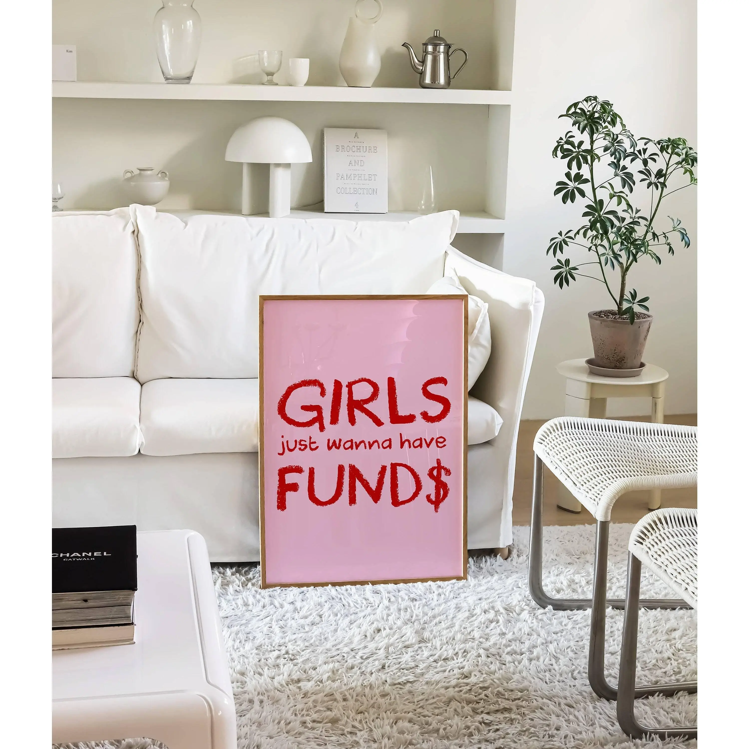 Girls Just Wanna Have Funds, Money Wall Art, Girly Wall Art, Pink Bedroom Decor, Trendy Preppy Room Artwork, Funny Quote Printable Art POSTER