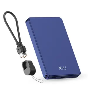XHJ Portable Magnetic Power Bank 5000mAh 25W Max Fast Charging Wireless Charger with Type-C Cable for iPhone 17/16/15/14/13/12 Series Aluminum Alloy Compact Lightweight