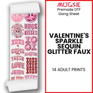 Valentine's Sparkle Sequin Glitter Faux : 22x60 Direct-to-Film Gang Sheets