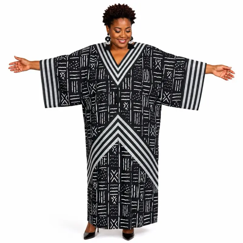 Women's Minimalist Longsleeves Ankara Dress - Maternity Clothing for Pregnancy, African Print, Casual Daily Tennis Attire, Flowy A-Line Silhouette