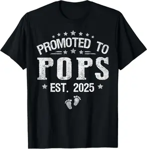 Promoted To Pops Est.2025 Father'S Day First Time Pops T-Shirt