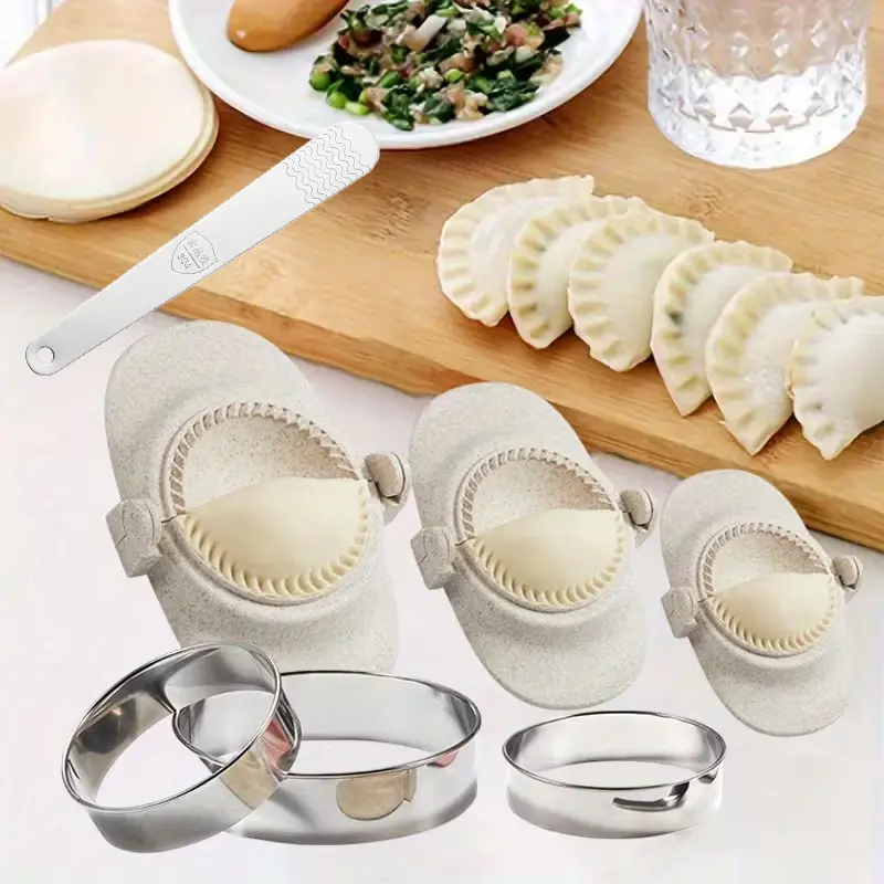 7-Piece Dumpling Mold Set, Stainless Steel Dough Cutter & Filling Spoon, Easy Kitchen Tool for Home Chefs & Holiday Bakers