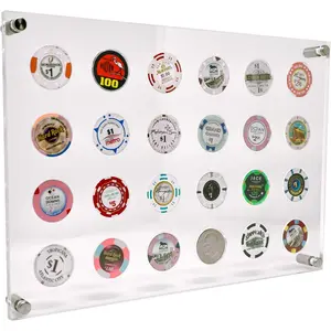 Casino Chip Display Holder for 24 Chips or Coins Wall Mounted Clear Acrylic Display Case for Poker Chips Ideal for Collectors Gamblers and Poker Enthusiasts