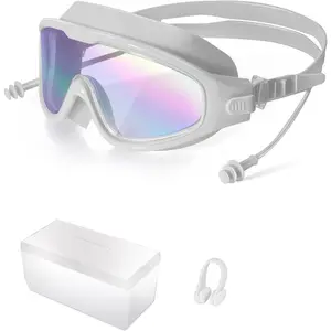 Swim Goggles, Wide View Clear View Swimming Goggles for Adult, Anti-Fog UV Protection No Leak Vision Pool Goggles