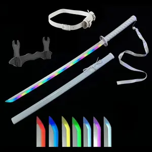DKD 41” Light-Up Anime Katana Sword – LED Color-Changing Samurai Cosplay Sode no Shirayuki Prop with 10 Light Modes, Sound Effects, Belt & Display Stand, Perfect Gift