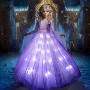 UPORPOR Light Up Princess Dress Girls Halloween Costume Christmas Costume Dressing Up for Bithday Party, Purple