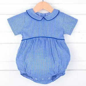 Royal Blue Gingham Collared Bubble - Classic Outfit for Baby & Toddler Boys