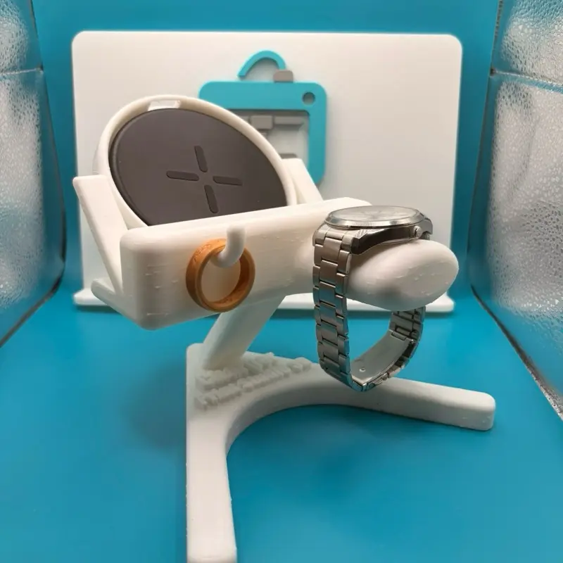 3-in-1 Phone Charger Stand with Ring Holder, Cellphone & Smartwatch Mount
