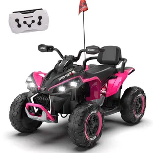 24V Kids Electric Power Vehicles, Kids Electric Car Gift for Christmas Day Birthday, XXXL ATV W/parents Control,Four-wheel Shock Absorber,English Storytelling Function,Music,Lights,USB,MP3,Power Display,Bluetooth,speeds of 1.24-3.73MPH for Kids Aged 3-12.