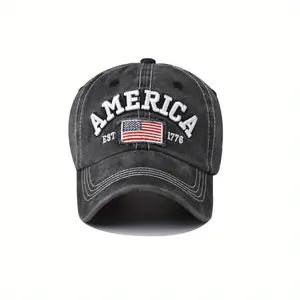 [American Baseball Cap] Breathable Vintage Adjustable Baseball Cap with American Flag Embroidery |   Outdoor Sports & Independence Day Celebrations