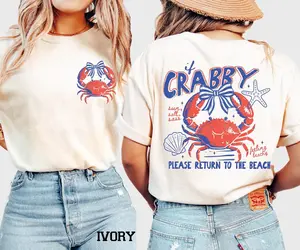 Comfort Colors If Crabby Please Return to the Beach Shirt, Funny Spring Crab Shirt, Beach Vibes Nautical Tee, Summer Vacation Gift