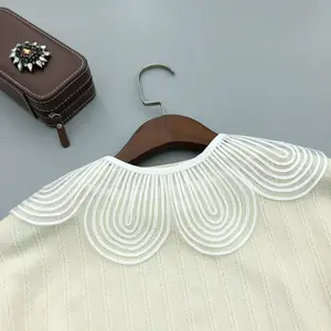 Elegant Pearl Button Detachable Fake Collar Solid Color Breathable False Collar Shawl Shoulder Wraps Lace Detachable Collar