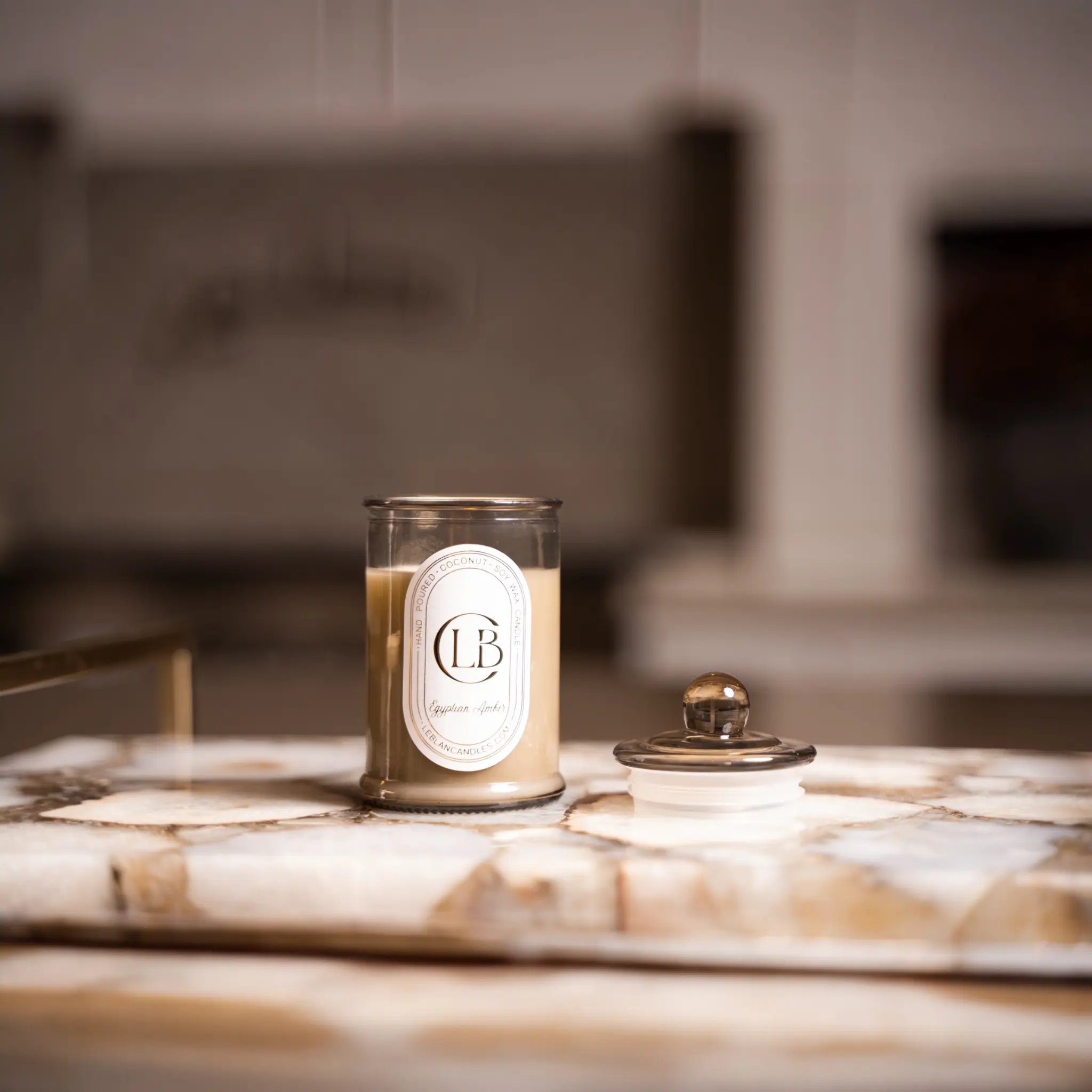 Mini Smokey Grey Glass Scented Candle - Non-Toxic, Handpoured Fragrance Candle for Room Decor