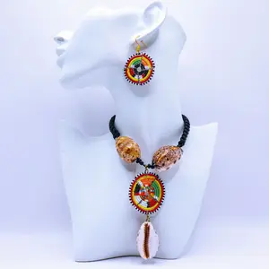 Ethnic Blended Large Cowrie Shells and Maasai Beads Necklace - Elegant Short Jewelry