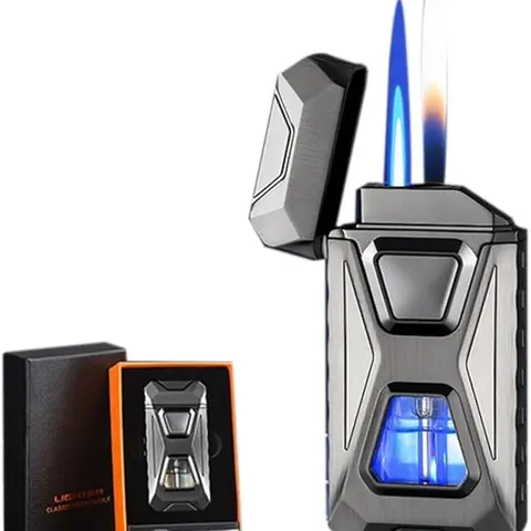 Spooky Halloween & Christmas Electronic Lighter Accessory, Voice-Activated Dual Flame, USB Rechargeable, Windproof, Refillable with Visible Window (Butane Not Included) - Lighters Novelty Home Supply, Accessories, Adult