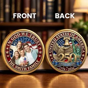 Custom Photo America 250th Anniversary 1776 2026 Keepsake Coin, Patriotic 4th Of July, God Catholics Family Coin Decor, Independence Gift