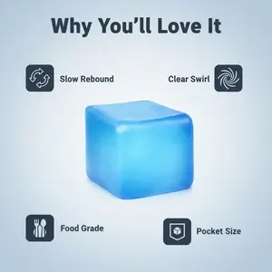 1 pcs 2.17in Sky Blue Marbled Pocket Stress Cube, Portable Fidget Toy for Anxiety Relief, Sensory Gift for Kids & Adults