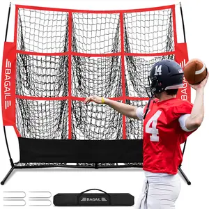 BAGAIL Football Throwing Net -  9 Target Pockets, Easy Setup, Heavy-Duty - Portable QB Accuracy Trainer, Fun Target Practice Net for Football with Carry Bag