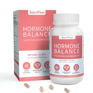 12-in-1 Natural Ingredients- Natural Hormonal and Mood Support for PMS, Menopause, PMDD, PCOS - 60 Vegan Capsules