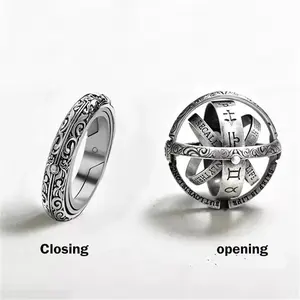 Vintage Astronomy Sphere Ring - Perfect for Couples with Rotating and Deforming Design