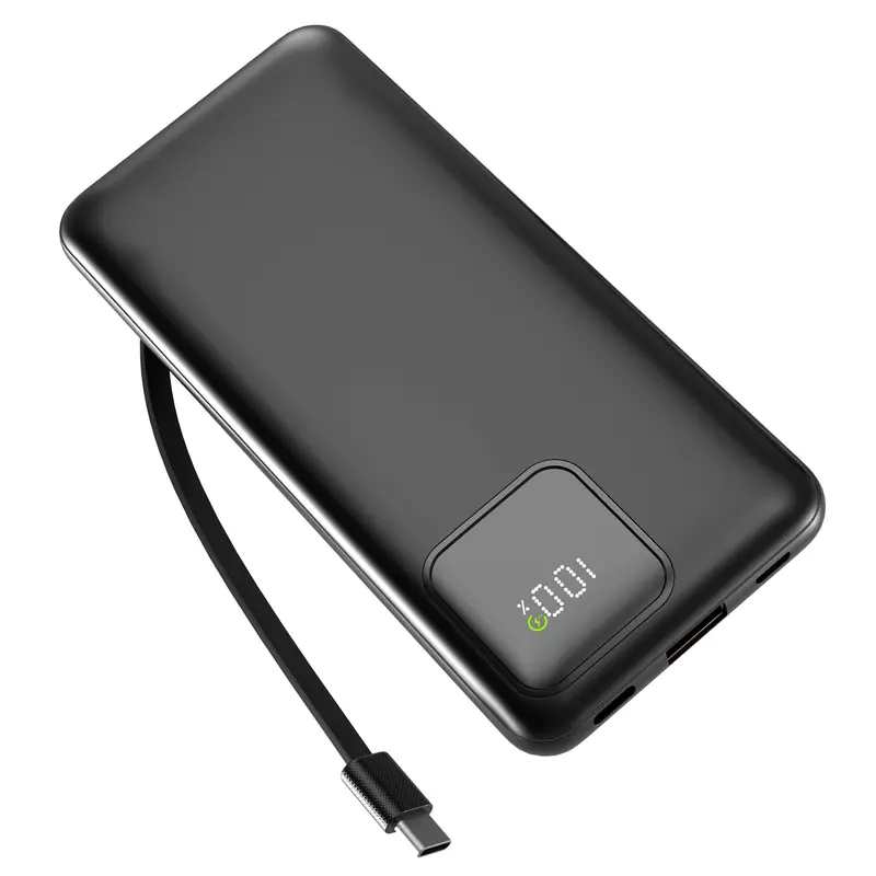 10000mAh Portable Mobile Charger, Compact Ultra-Slim Lithium Power Bank with Built-in USB Cables, 22.5W Fast Charging, 4 Outputs-2 Inputs for iPhone, Samsung, Google Pixel, iPad Accessories & Devices