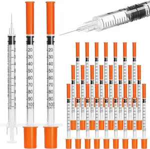 U-100 syringes with needle - 1ml 31G ( 31 gauge ) 5/16 inch syringe with needles scale in 100 units , 1 ml / 1cc Pack of 30 ( 30 Pcs )