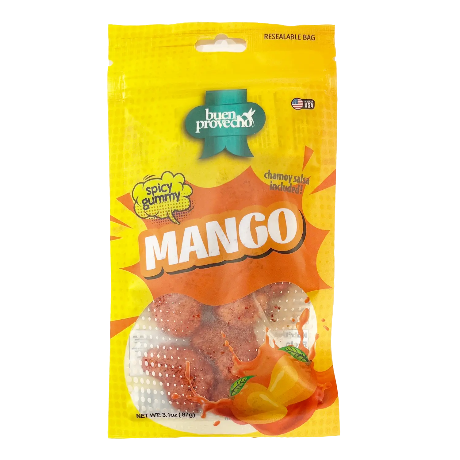 Buen Provecho Spicy Gummy Mango Flavor 3.1 Oz (87 g)