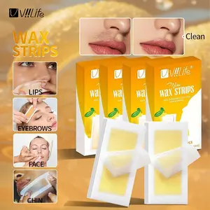 Lemon Box Depilatory Wax Strips, Facial Hair Removal for Eyebrows, Lips, Beard, Cheeks, Portable, Pain-Free, Quick, Gentle, Non-Irritating