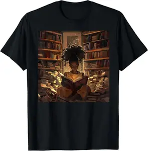 Melanin Afro Women Educated Reading Book Black History T-Shirt