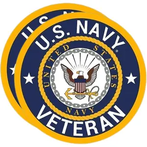 United States Navy Veteran Vinyl Sticker Decal - 4 Inches - Us Navy Veteran Stickers for Car Truck Van Window Bumper Laptop Tablet Cup Tumbler Water Bottle and Any Smooth Surface, 2-Pack