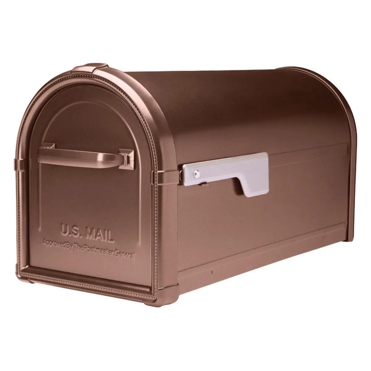 212 MAIN Mailbox, Hillsborough Style Galvanized Steel Post-Mount, Rust-Resistant for Outdoor Mail Delivery, US Postmaster Approved, Copper Finish, High Quality, 9.61 In., Post-Mounted, Metal, Impact Resistant, Incoming Mail Opening Height: 8.7 In., Single