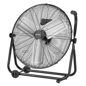 【fathersdaygift】VEVOR 24-Inch Industrial Shop Floor Drum FanHigh Velocity 7500 CFMHeavy Duty Aluminum Blades3 Speeds360-Degree TiltIdeal for GarageWarehouseWorkshopBlack Fans