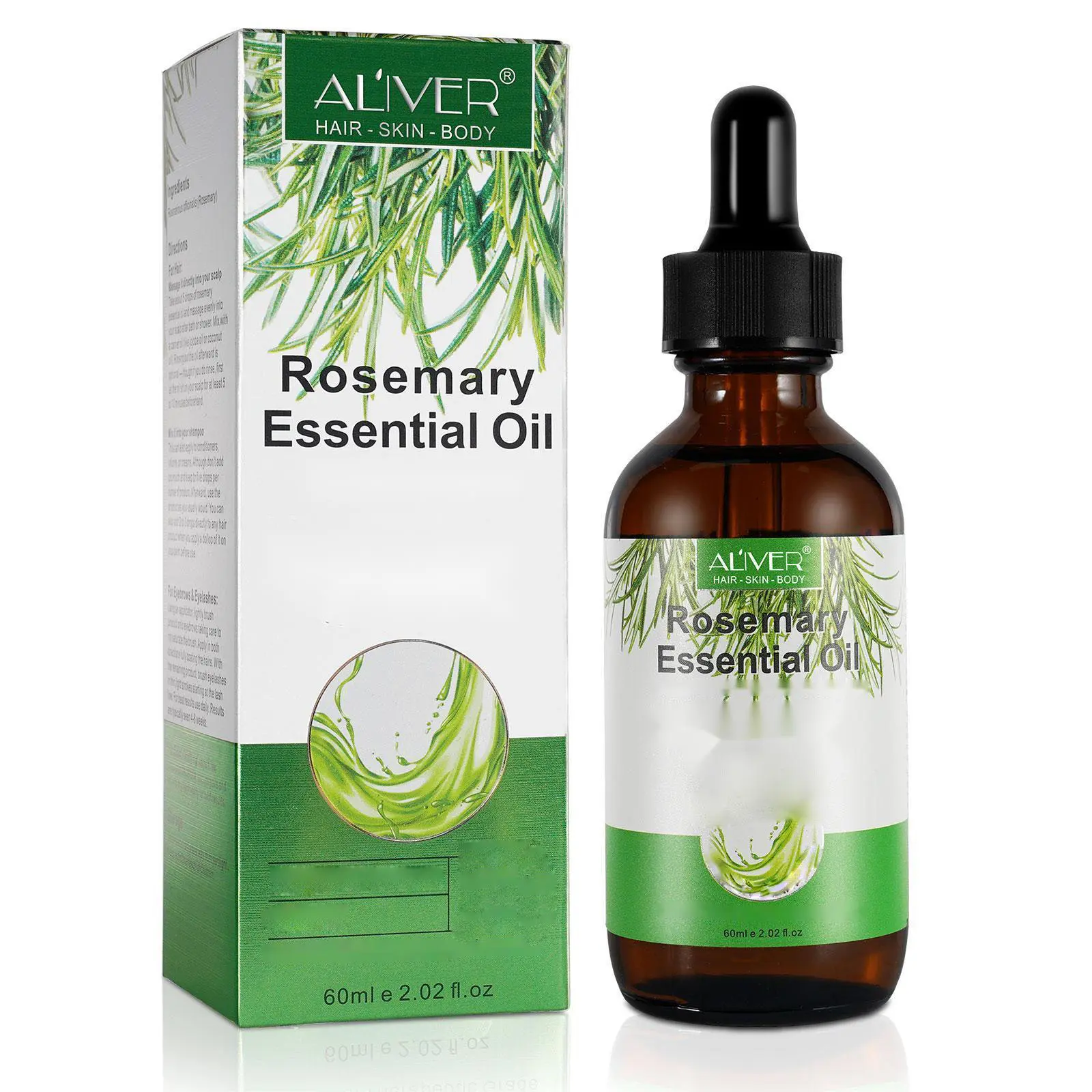 ALIVER Pure Rosemary Hair & Face Liquid, Unisex Haircare Treatment Serum - Rosemary Hair Tonic, Scalp Stimulator for Dry & Itchy Scalp Relief, 60ml, Normal, Multipurpose Oil, Massage Gently campingessentials, Versatile Hair And Face Oil